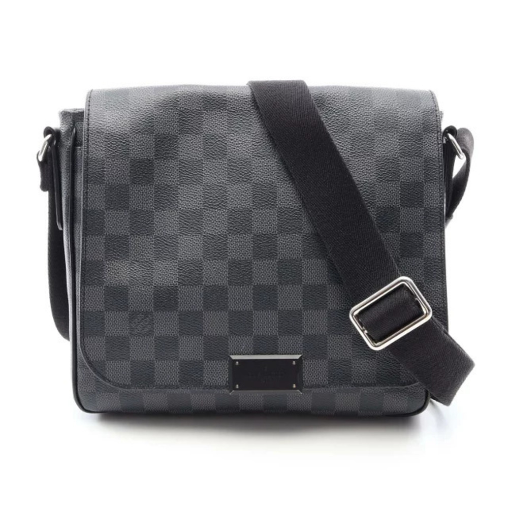 Louis Vuitton District Shoulder Bag Canvas Leather Damier Graphite Black